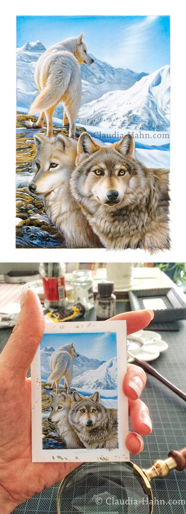 Wolves miniature painting