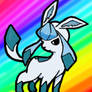 Glaceon with rainbow backround