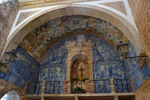 Blue fresco, Obidos, Portugal