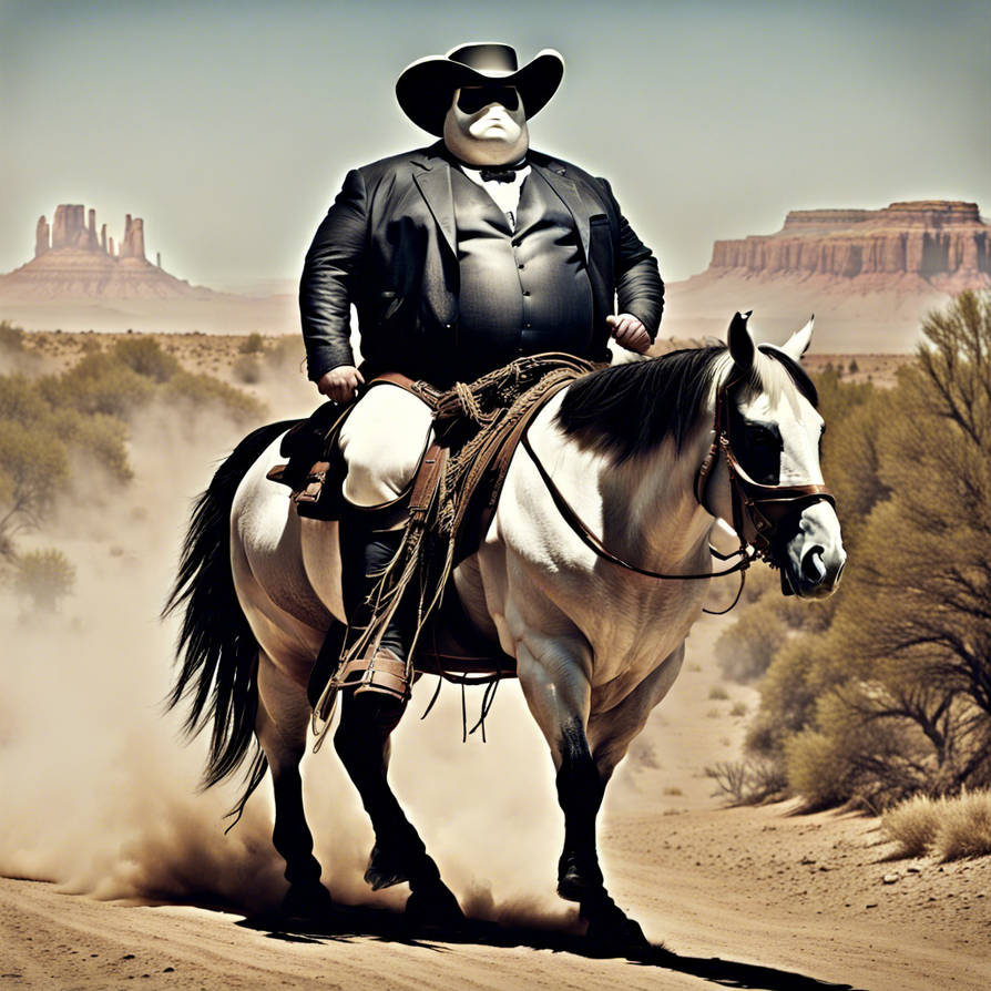 Fat guy in lone ranger mask on an horse by Tsukuneboy1 on DeviantArt