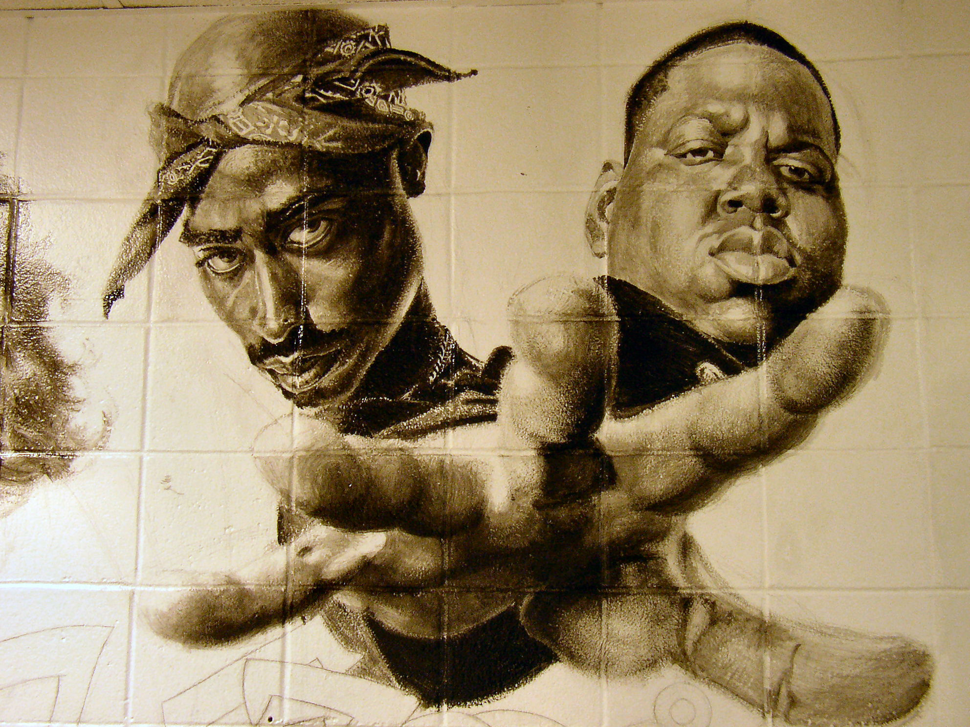 school mural: 2Pac and Biggie