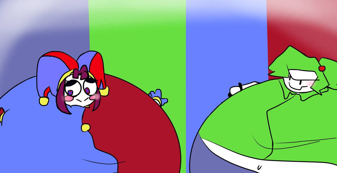 inflated pomni and green flat version by green2020f on DeviantArt