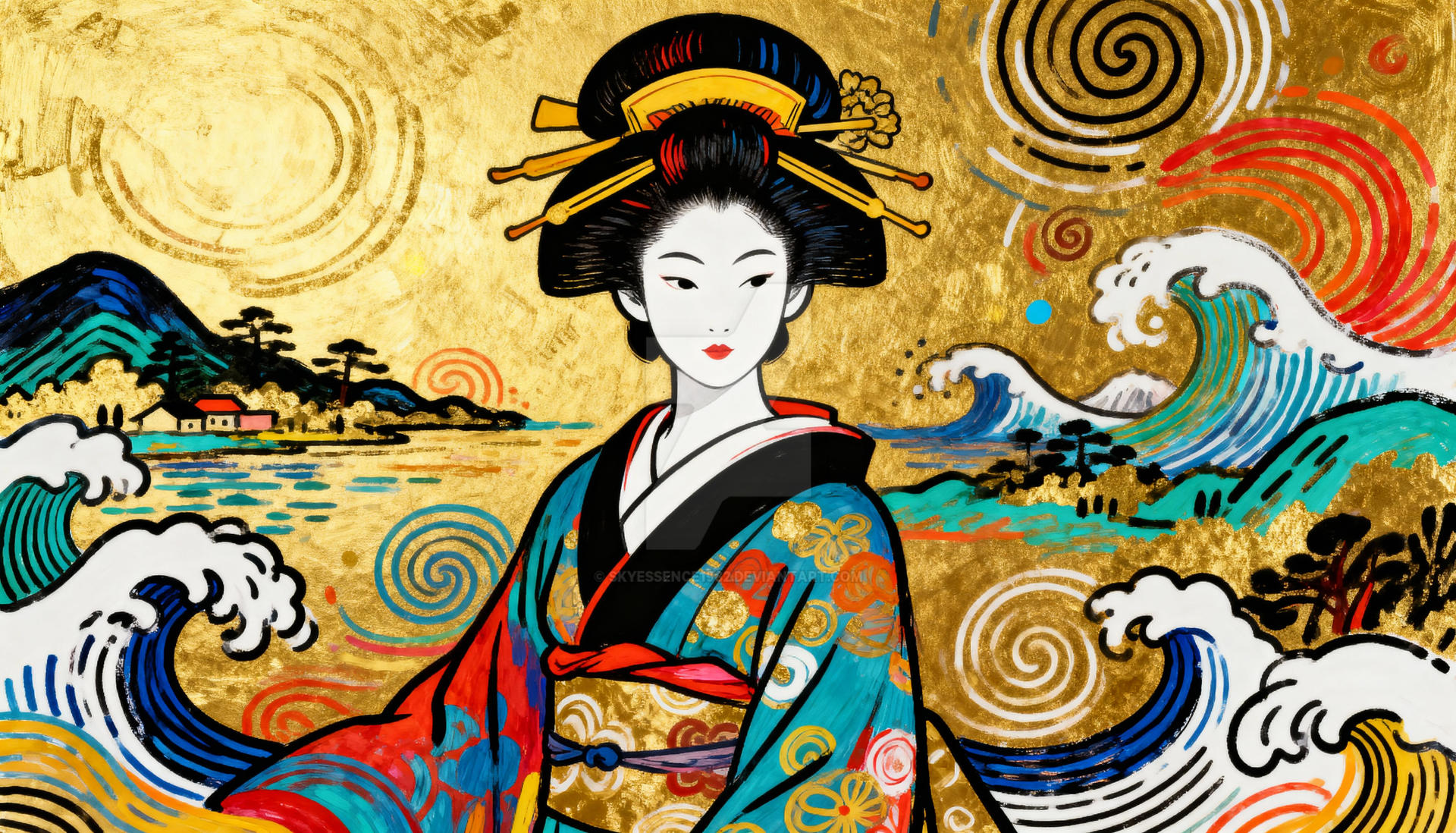 Geisha Coin Geisha in gold by Skyessence1982 on DeviantArt