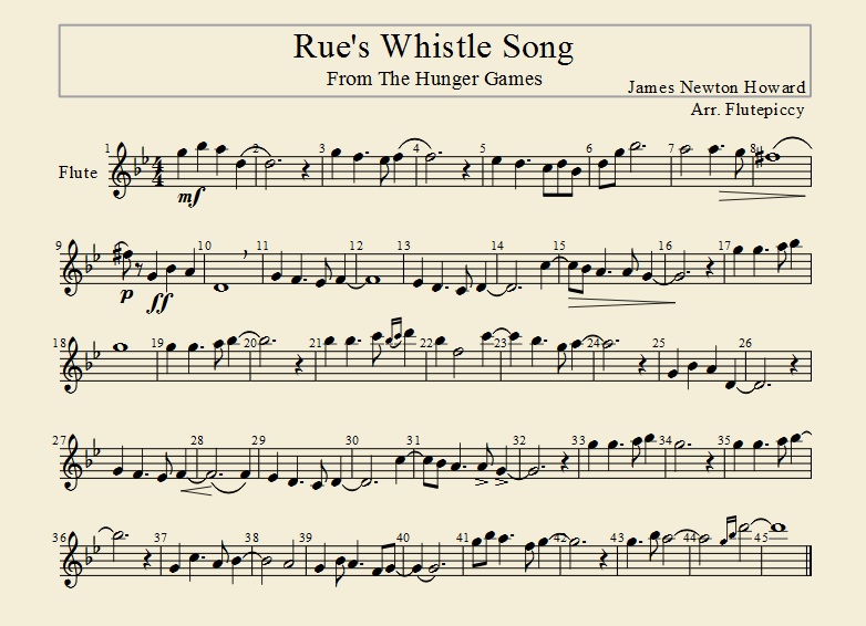Rue's Whistle Song-- Flute Arrangement