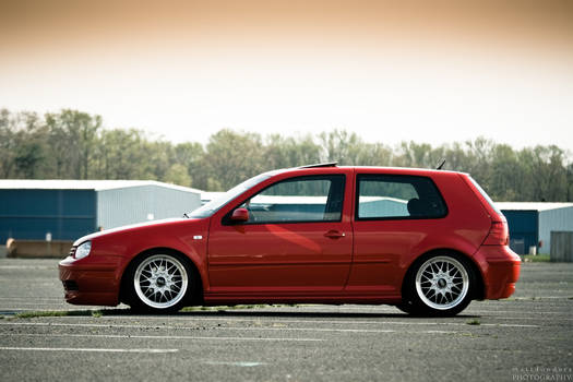 Flash Red MK4 GTI at Sunset