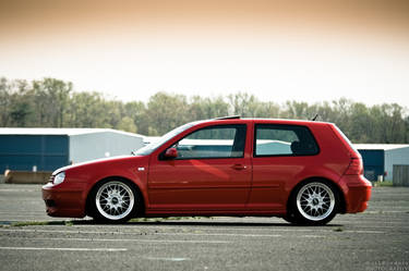 Flash Red MK4 GTI at Sunset