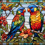 Australian Rainbow Lorrikeets Stained Glass