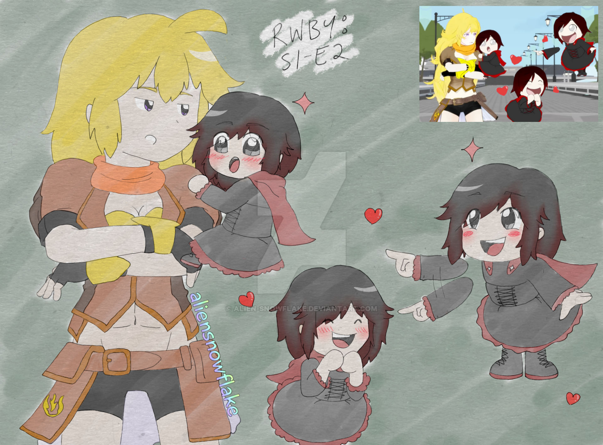 RWBY S1 E2 Yang and Ruby redraw by Alien-Snowflake on DeviantArt