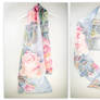 Frozen Roses. Handpainted silk scarf