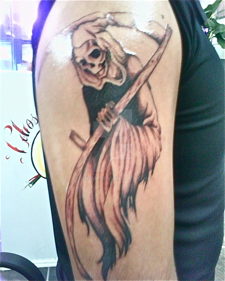 grim reaper tattoo during my apprenticeship by SH-AK on DeviantArt