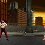 Liu Kang throws hadouken at Ryu