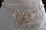 Pink Pearl Butterfly Choker by cyborgbutterfly