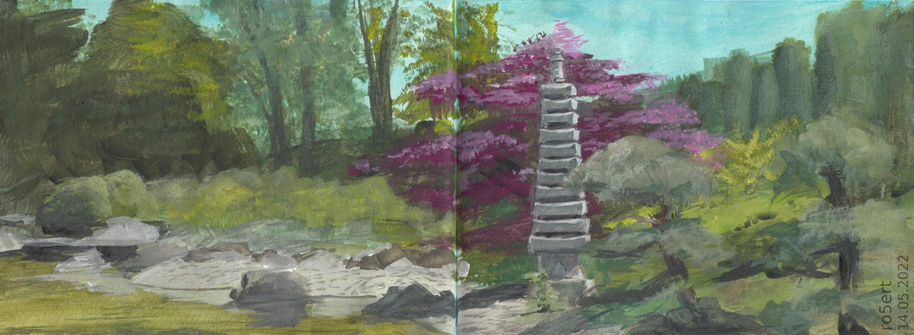Watercolor Painting - Japanese Garden by JayAlamArt on DeviantArt