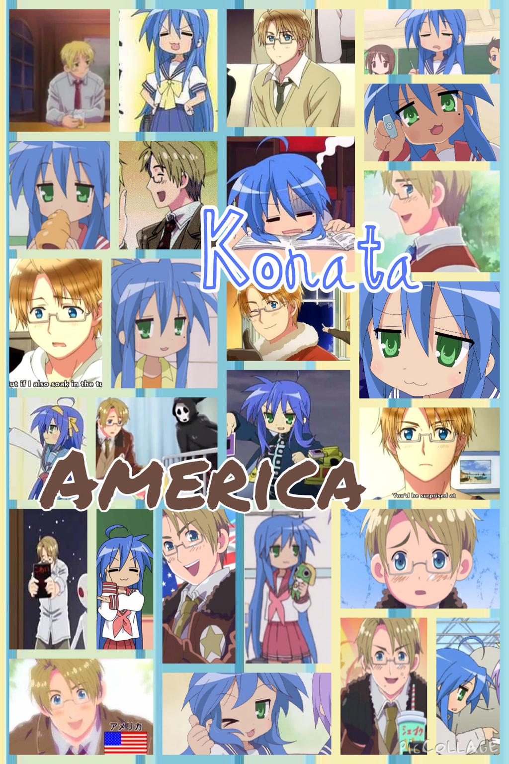 America and Konata Izumi by PrincessEmerald7