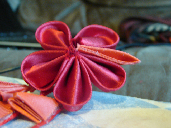 Orange Red Flower Kanzashi 2