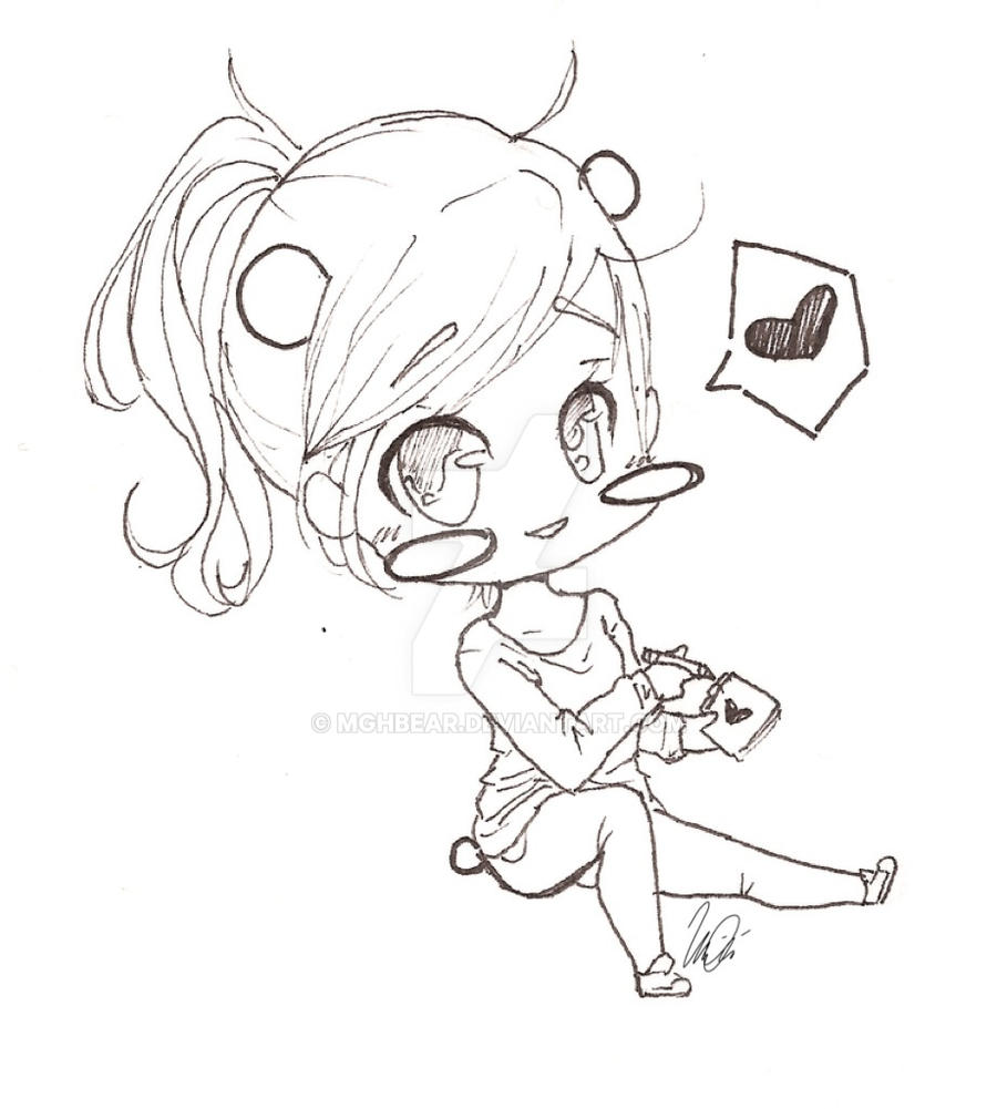 Mghbear chibi line art