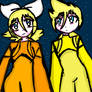 Rin and Len as Among us Orange and yellow