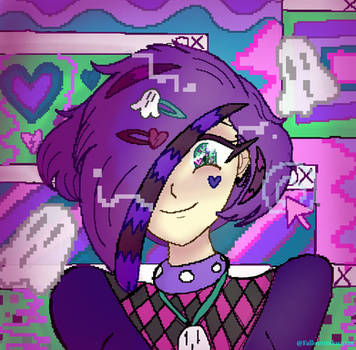 Spooky Scene girl pixelart