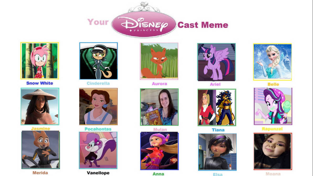 Princess Comedy Actor Disney Princess Cast Meme (Rowen Jackson Films) by SkunkLovesFox on ...