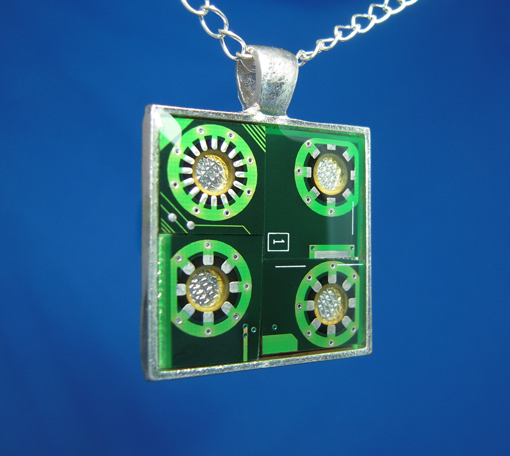 Circuit Board Pendant: Spokes by Llyzabeth