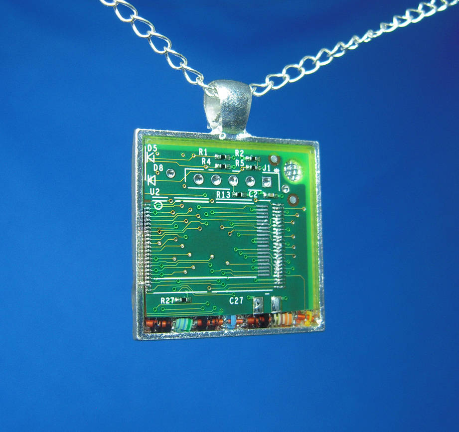 Circuit Board Pendant: Confetti Resistors by Llyzabeth
