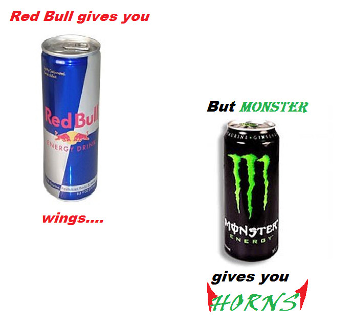 Red Bull VS. Monster by on DeviantArt
