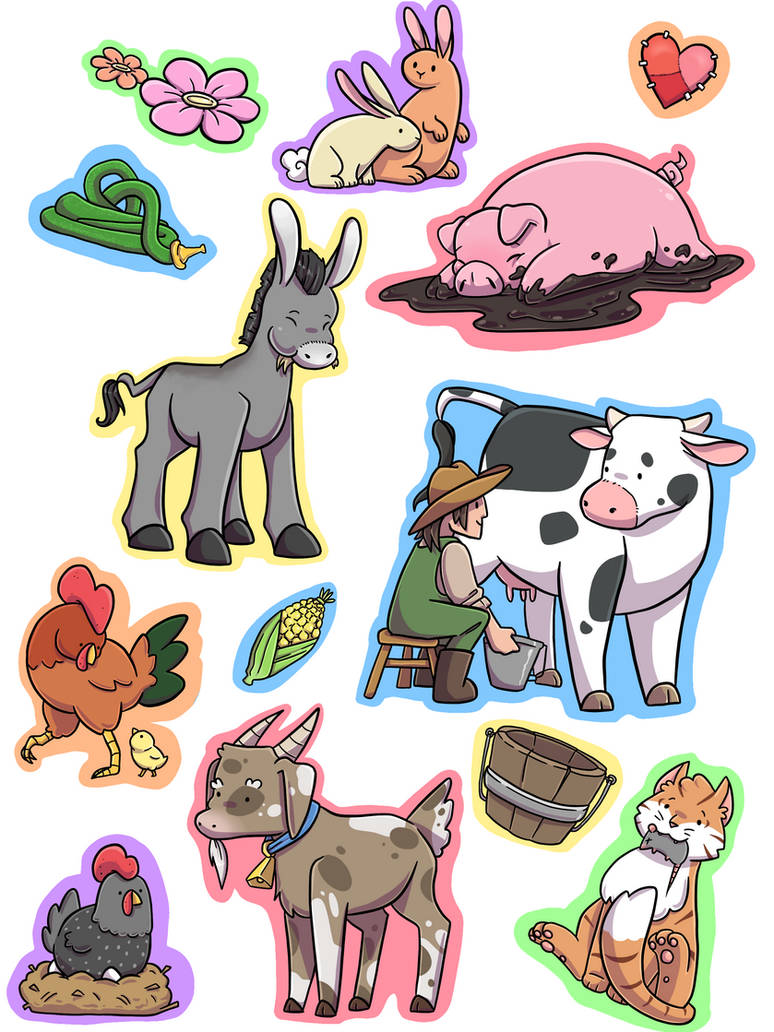 Farm Animals Sticker Sheet by MutterButter8 on DeviantArt