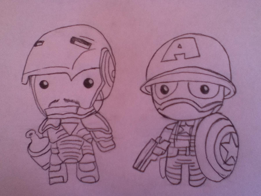 Chibi captain America and iron man :3
