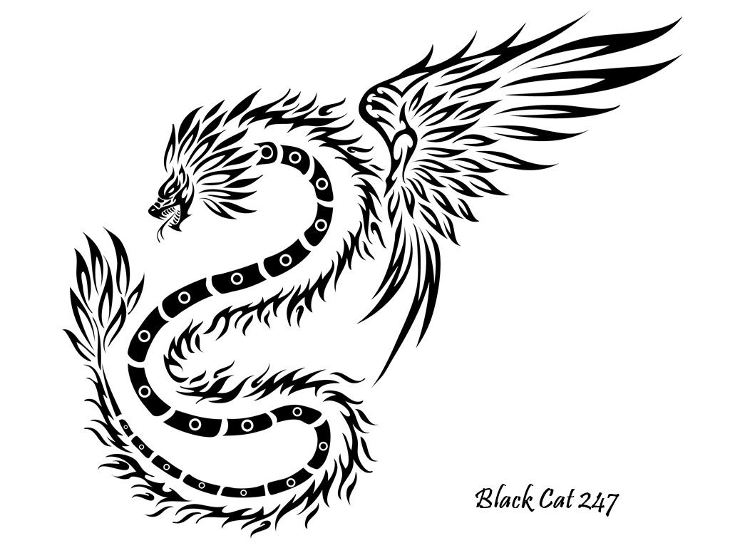 Quetzalcoatl tribal tattoo by blackcat247 on DeviantArt