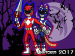 Inktober Day 11 - Red N Blue Ranger Kitties