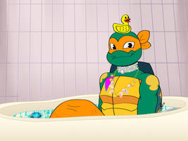 Mermaid Mikey in a tub humor