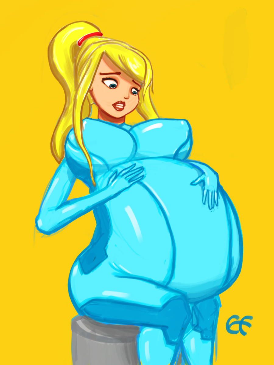 Zero Suit Samus - Belly and Breast Expansion.