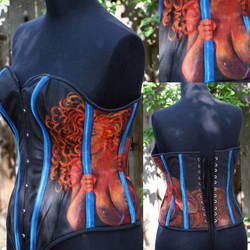 Bars-painted overbust corset