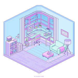 Isometric Pixel Room - Mint Studio