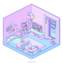 Isometric Pixel Room - Birthday Bedroom