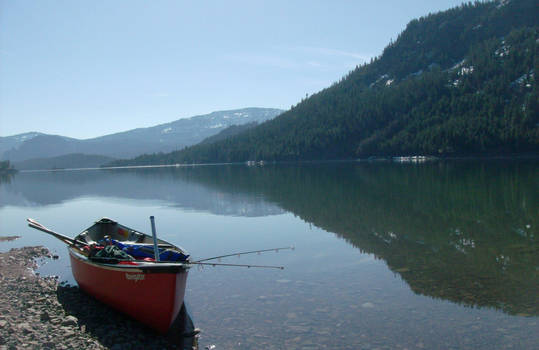 Rimrock Lake with Canoe in Washington State