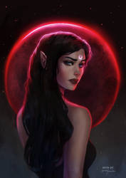 Blood Moon Priestess by aseriaart