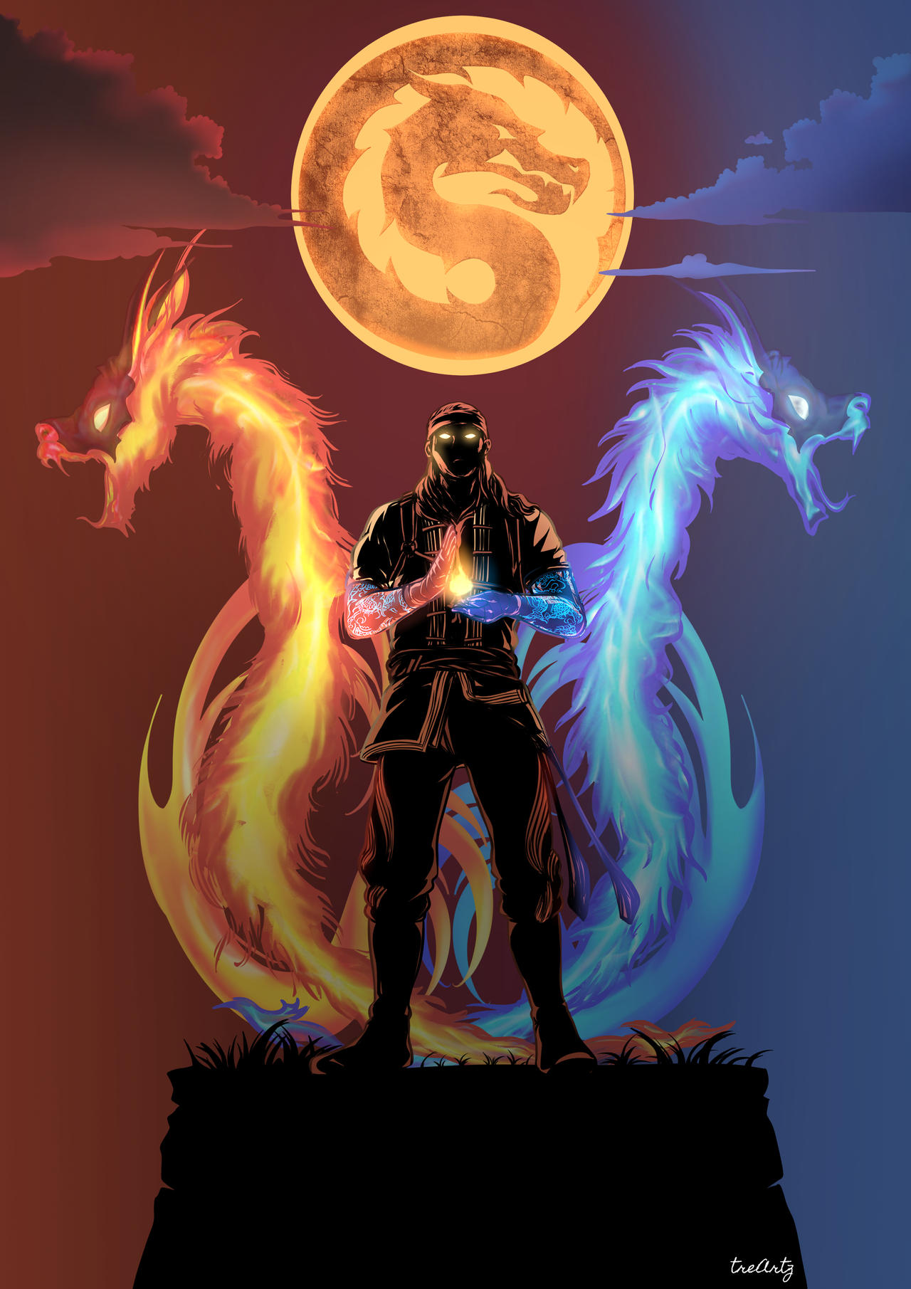 Fire God Liu Kang (shadowed) by treArtz on DeviantArt