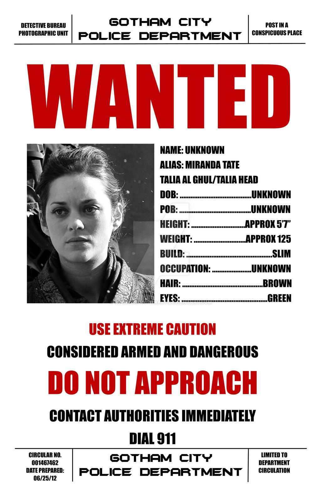 Talia Al Ghul Wanted Poster (The Dark Knight Rises by AtomicMonsterArt on  DeviantArt
