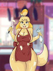 isabelle is preparing a cake especially for you !