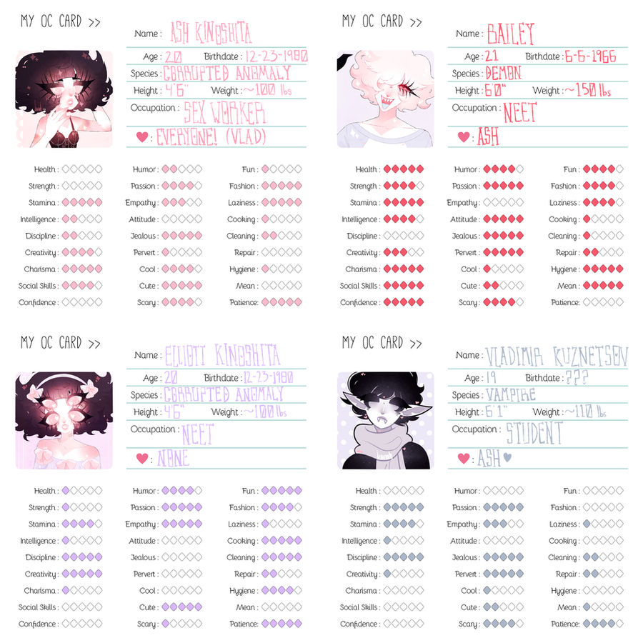 oc cards by dreamalgia on DeviantArt