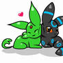 Chibi shiny umbreon and shiny espeon