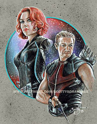 AVENGERS - BLACK WIDOW and HAWKEYE  (2015) by scotty309