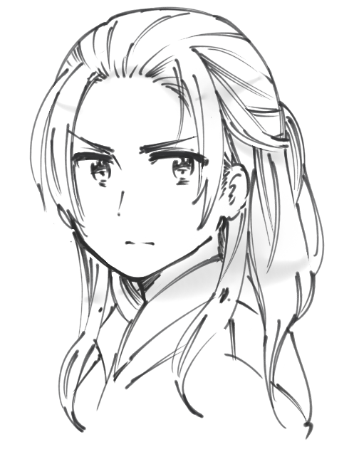 China with hair down [sketch]