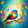 Vibrant Rainbow Birdie 