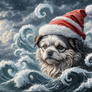 Santa doggy surfing