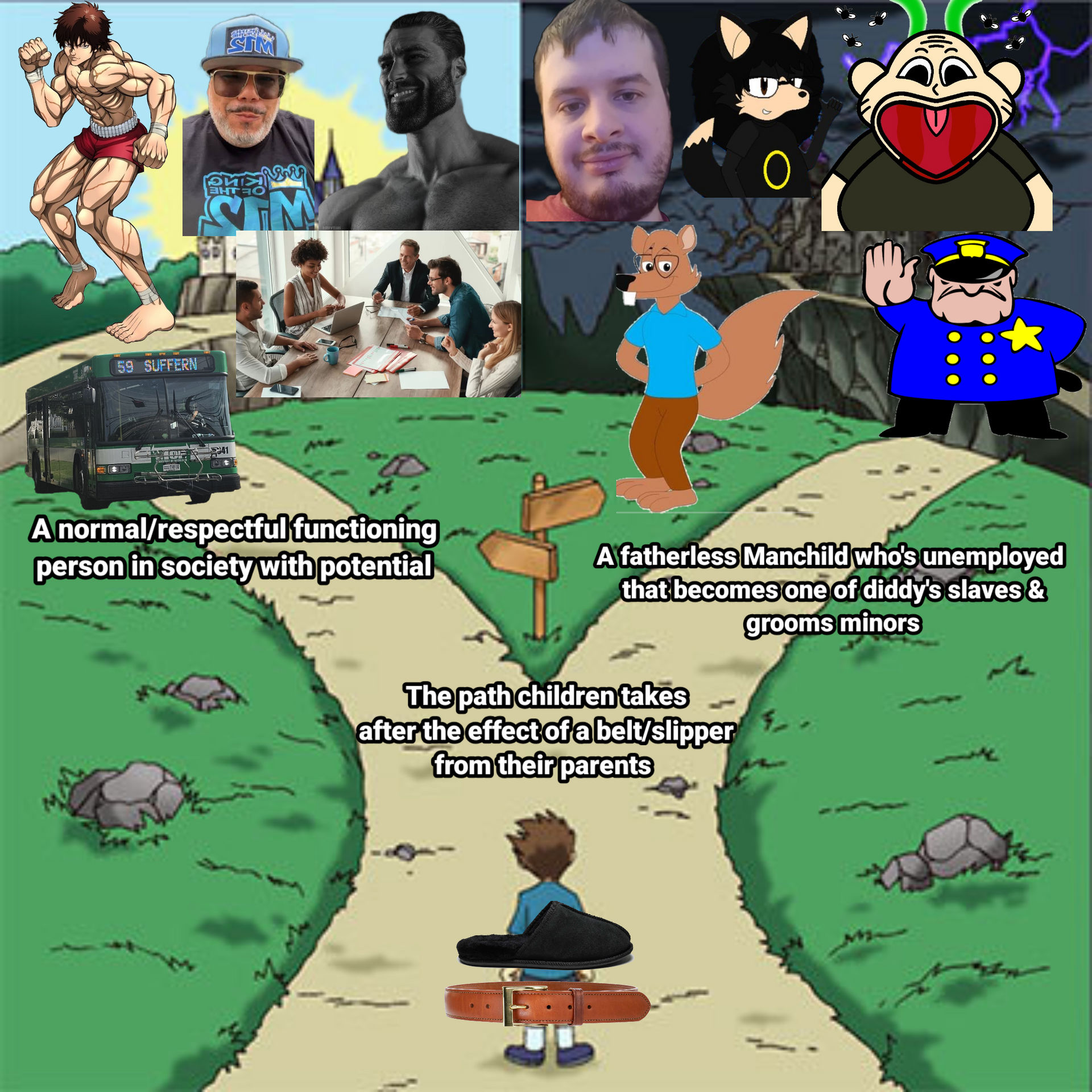 Two Path Intersection Meme 2 paths meme (Created) by SonicThePonyHog on DeviantArt