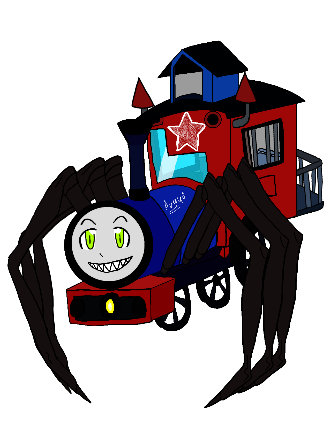 Angus Fan Train Angus the spider train monster by Abifoxgreencrystal on DeviantArt