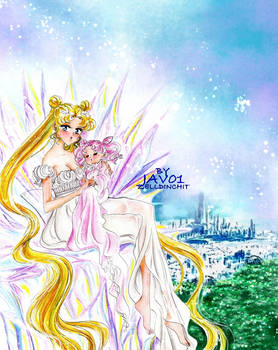 Serenity and chibiusa in Tokyo of crystal