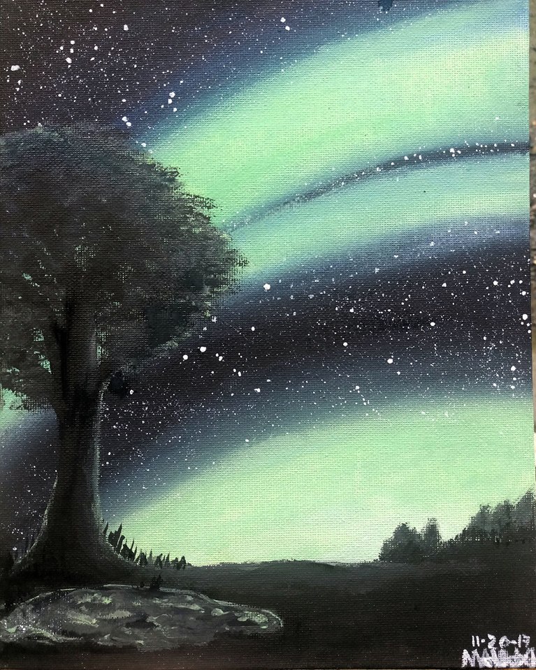 PAINTING! Watercolour! Aurora Borealis